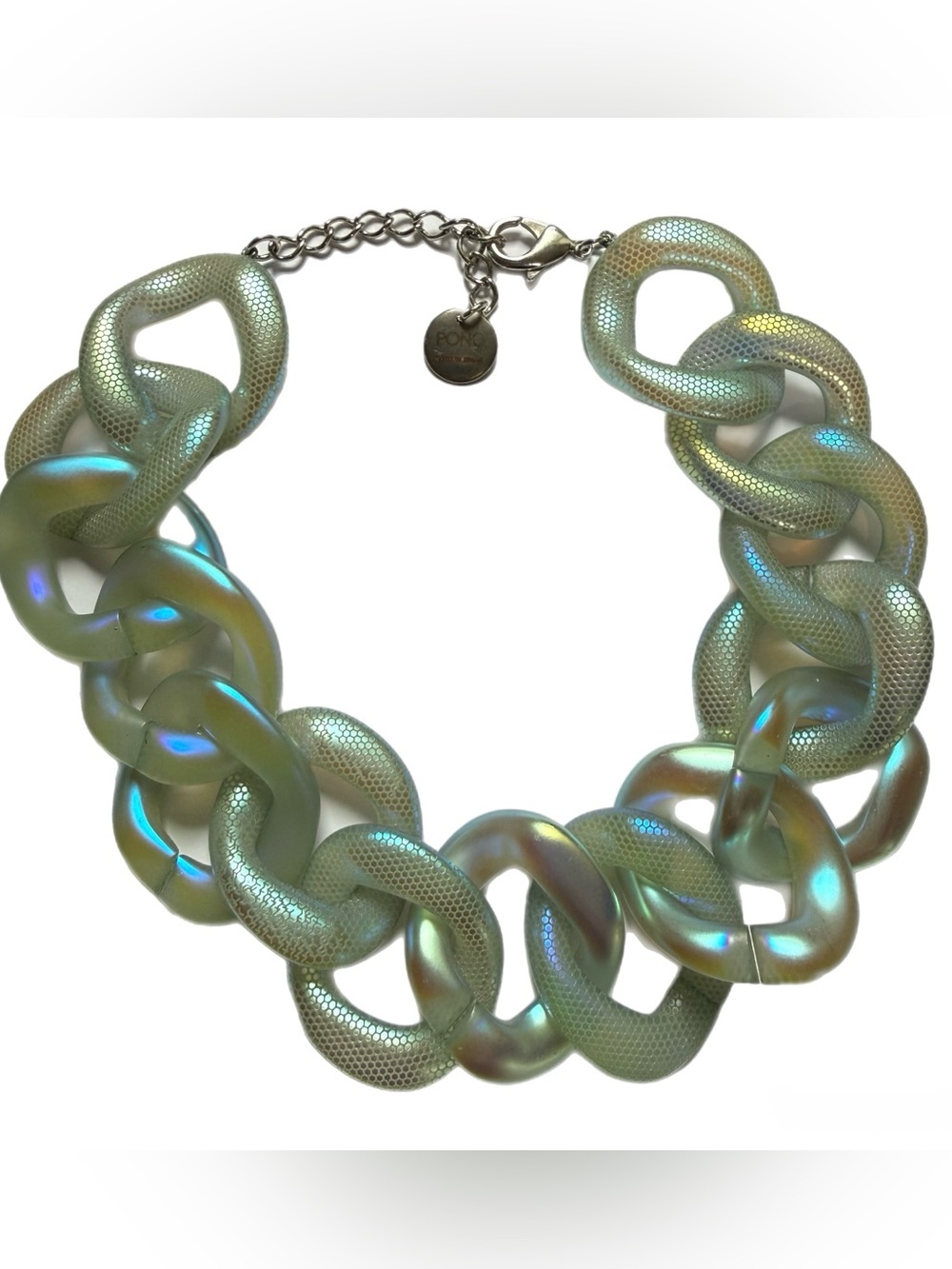 Pono Resin Statement - Necklace Chunky chain - Color light green/blue